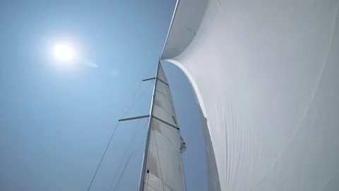 Sail into which the wind blows. Yacht on the go Video stock 108640073