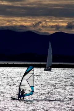 Sailboard wind surfer Stock Photos