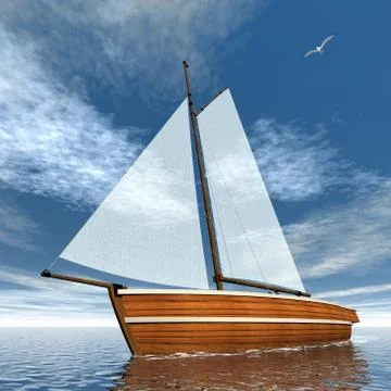 Sailboat - 3D render Stock Illustration