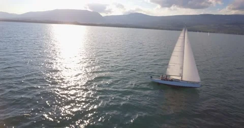Sailboat from above - Aerial 4K Stock Footage
