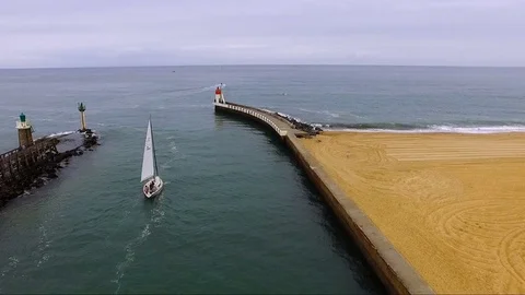 Sailboat in aerial view Stock Footage 80373583