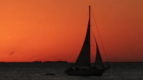 Sailboat after sunset Stock Footage 35347299