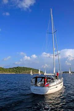 Sailboat anatom during the regatta Split - Vis Stock Photos