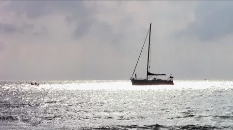 Sailboat at anchor Stock-Footage 34470692
