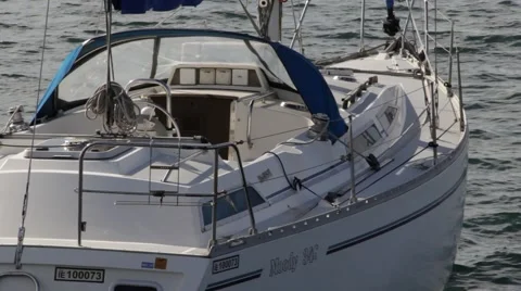 Sailboat anchored in the bay Stock Footage 50554356