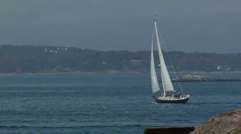 Sailboat And Light tower  Video stock 888592