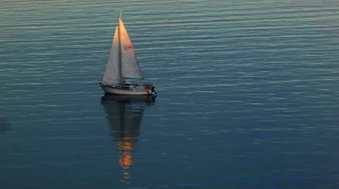 Sailboat and Reflection Stock Footage 34398406