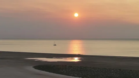 Sailboat Basking in Sunlight Stock Footage 263474689