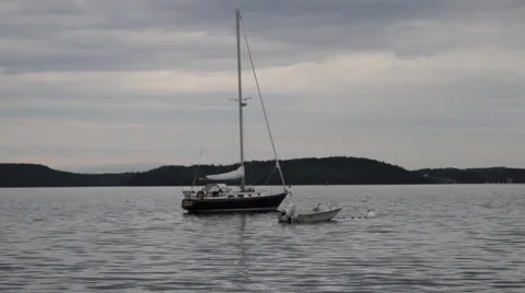 Sailboat at bay 스톡 동영상 48372477