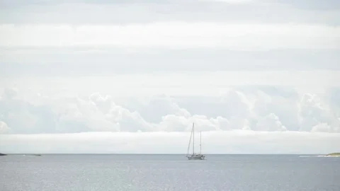 Sailboat on the bay Stock Footage 84594801