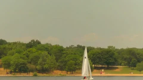 Sailboat Beach Scene (HD) Stock Footage 11290049