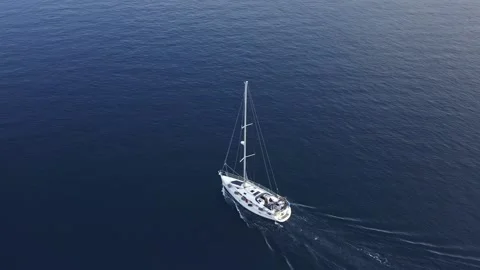 Sailboat At Blue Ocean Stock Footage 149890484