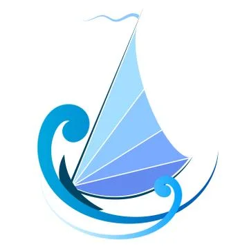 Sailboat on blue waves Stock Illustration