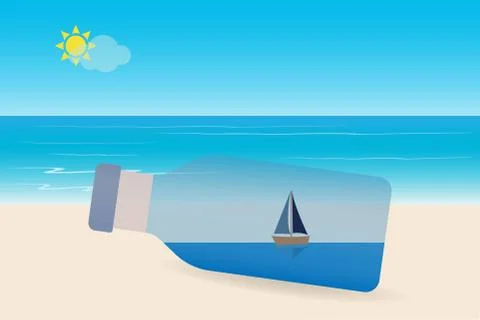 Sailboat in a bottle Stock Illustration