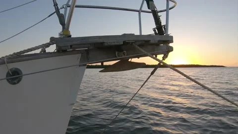Sailboat Bowsprit with Sunset Background Stock Footage 178487708