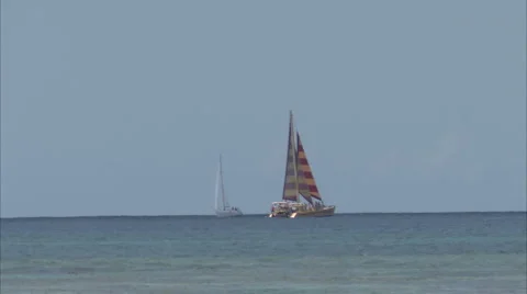 Sailboat on calm ocean Video stock 986864