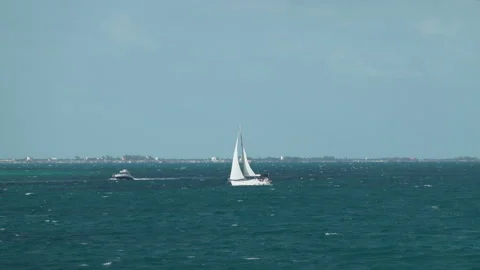 Sailboat in Cancun, Mexico Stock Footage 158092269