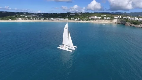Sailboat in the Caribbean Stock Footage 121166705