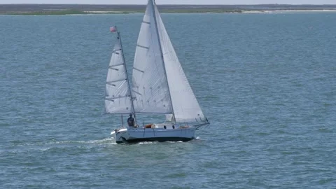 Sailboat on Chesapeake Bay Stock Footage 199802474