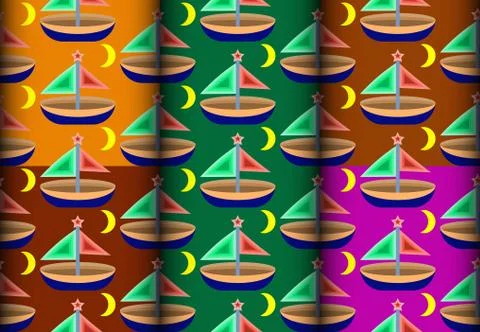 Sailboat colorful pattern Illustrazione stock