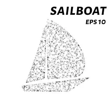 A sailboat consists of points, lines and triangles. The polygon shape in th.. Illustrazione stock