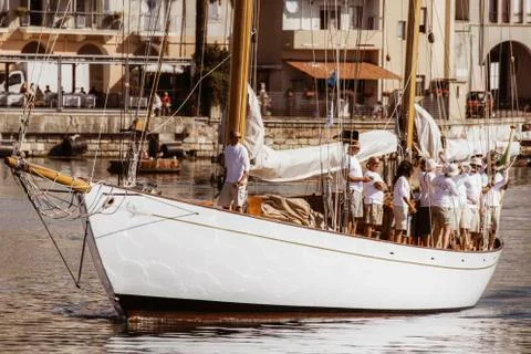 Sailboat with crew Foto stock
