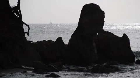 Sailboat in the distance Stock Footage 7139585