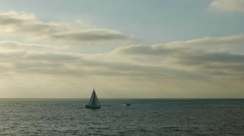 Sailboat in distance on ocean #2 Stock Footage 46269189