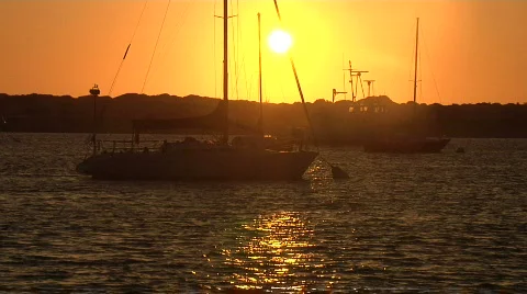 Sailboat at Dock During Sunset Stock Footage 683792