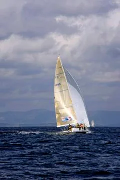 Sailboat during the regatta Split - Vis Stock Photos
