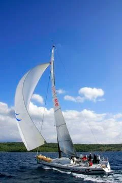 Sailboat during the regatta Split - Vis Stock Photos