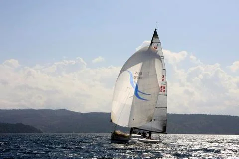 Sailboat during the regatta Split - Vis Stock Photos