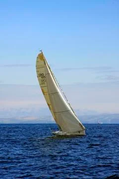 Sailboat during the regatta Split - Vis Stock Photos