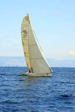 Sailboat during the regatta Split - Vis Stock Photos