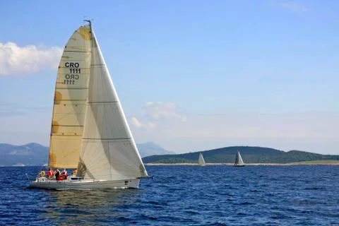 Sailboat during the regatta Split - Vis Stock Photos