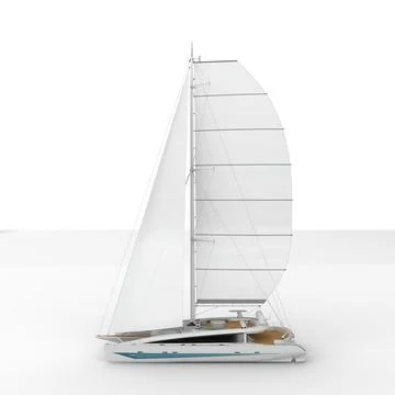 A sailboat on an empty, gray surface with water Illustrazione stock