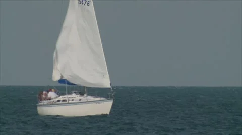 Sailboat flogging jib Stock Footage 8919506