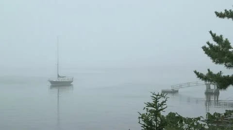 Sailboat in the Fog Stock Footage 11824541