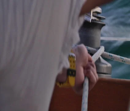 Sailboat Hand Rigging Stock Footage 46520074