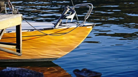 Sailboat at a harbour Stock Footage 266760377