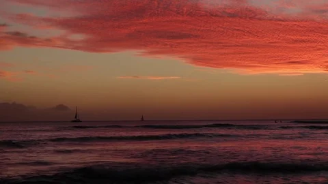 Sailboat on Horizon at Sunset Stock Footage 73183138