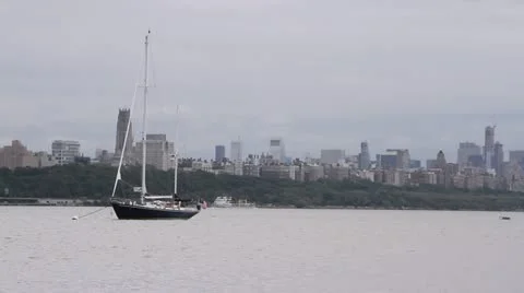 Sailboat on the Hudson River Stock Footage 11967953