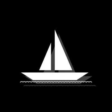 Sailboat icon flat Stock Illustration