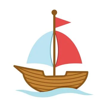 Sailboat icon in flat style. Ship vector illustration on isolated backgroun.. Stock Illustration