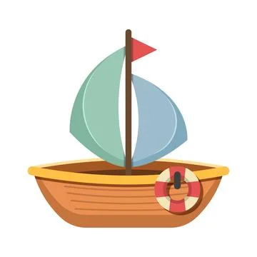 Sailboat icon in flat style. Ship vector illustration on isolated backgroun.. Stock Illustration