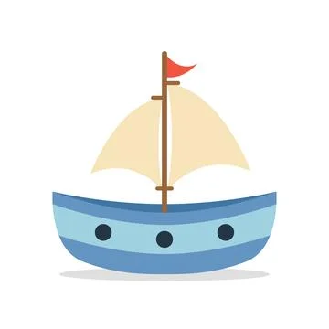 Sailboat icon in flat style. Ship vector illustration on isolated backgroun.. Stock Illustration