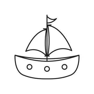 Sailboat icon in flat style. Ship vector illustration on isolated backgroun.. Stock Illustration