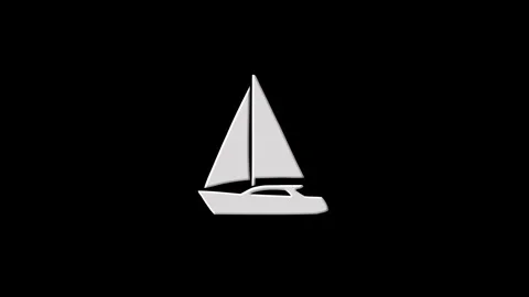 Sailboat icon glitching on black background animation Stock Footage 320785191