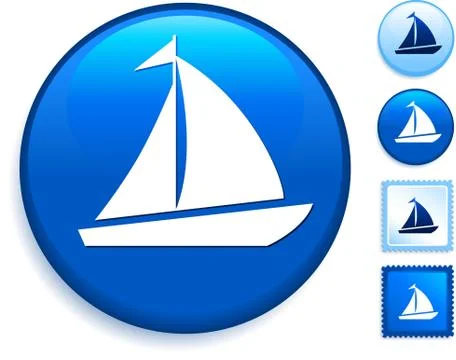 Sailboat Icon on Internet Button Stock Illustration