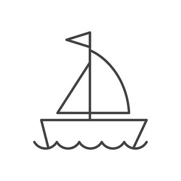 Sailboat icon in line stroke flat style. Ship vector illustration on isolat.. 스톡 일러스트
